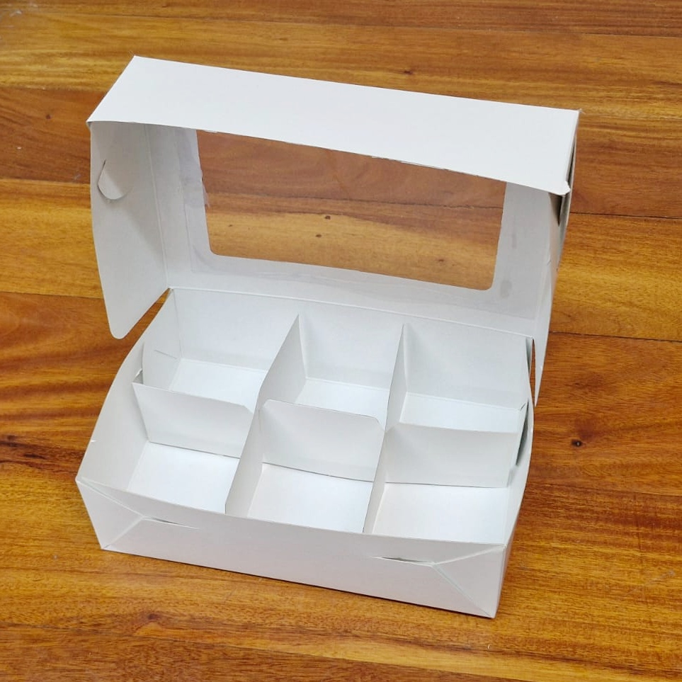 Cajas 6 divisiones cartulina blanca