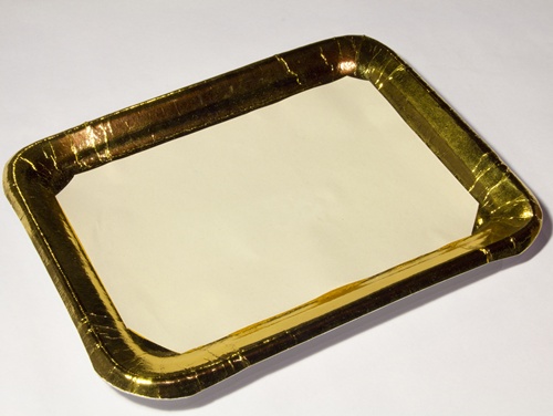 Bandejas Rectangulares laminadas con poliester oro - Pesada