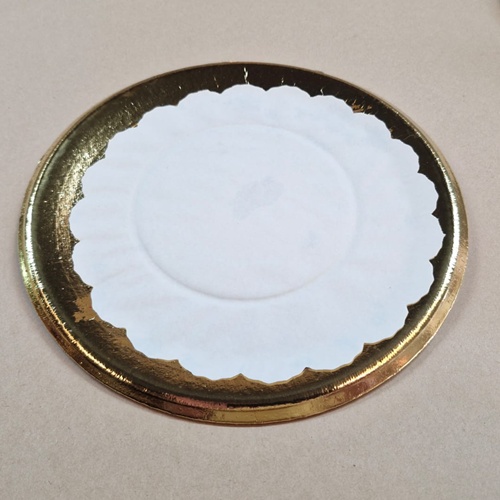 Bandejas Redondas laminadas con poliester oro - Pesada