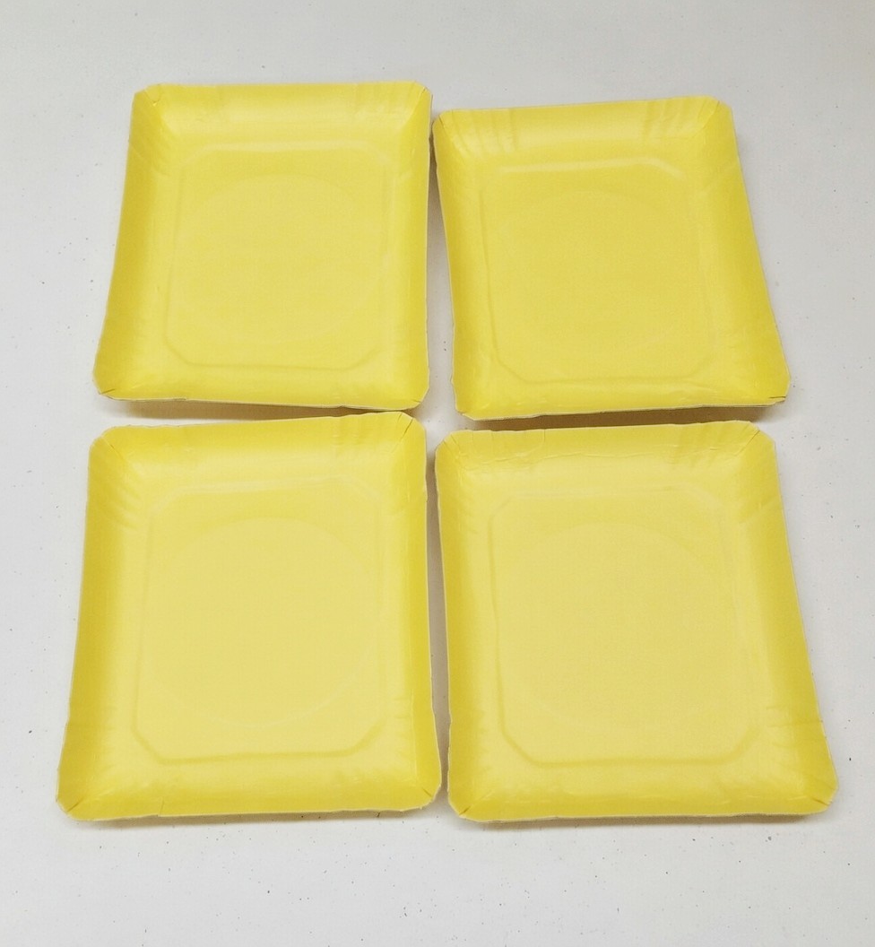 Bandejas Rectangulares Cartón con papel ambos lados amarillo - Standard